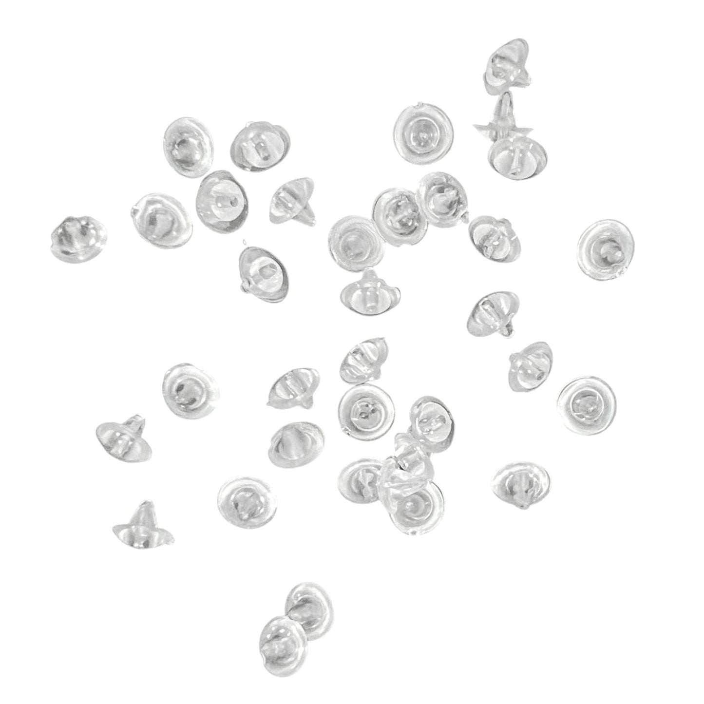 Johnson Tools 200 Pieces of Clear Small Silicone Bullet Back Stoppers/Push Buttons/Findings Stud Earring Plugs for Gold, Silver and Artificial Earrings