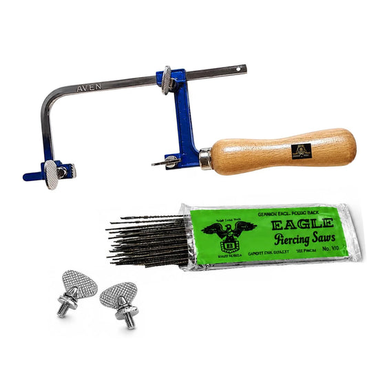 Johnson Tools Adjustable Coping Hand Saw with 120 Piece Blades For Gold and Silver and Other Art n Craft Use (75mm Inner Height), Hand powered