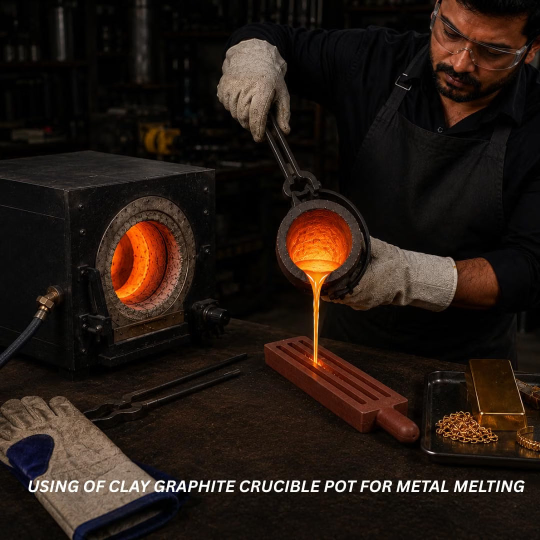 Johnson Tools Casting Clay Graphite Crucible For Gold Silver Copper Brass Aluminum Foundry Furnace Torch Melting