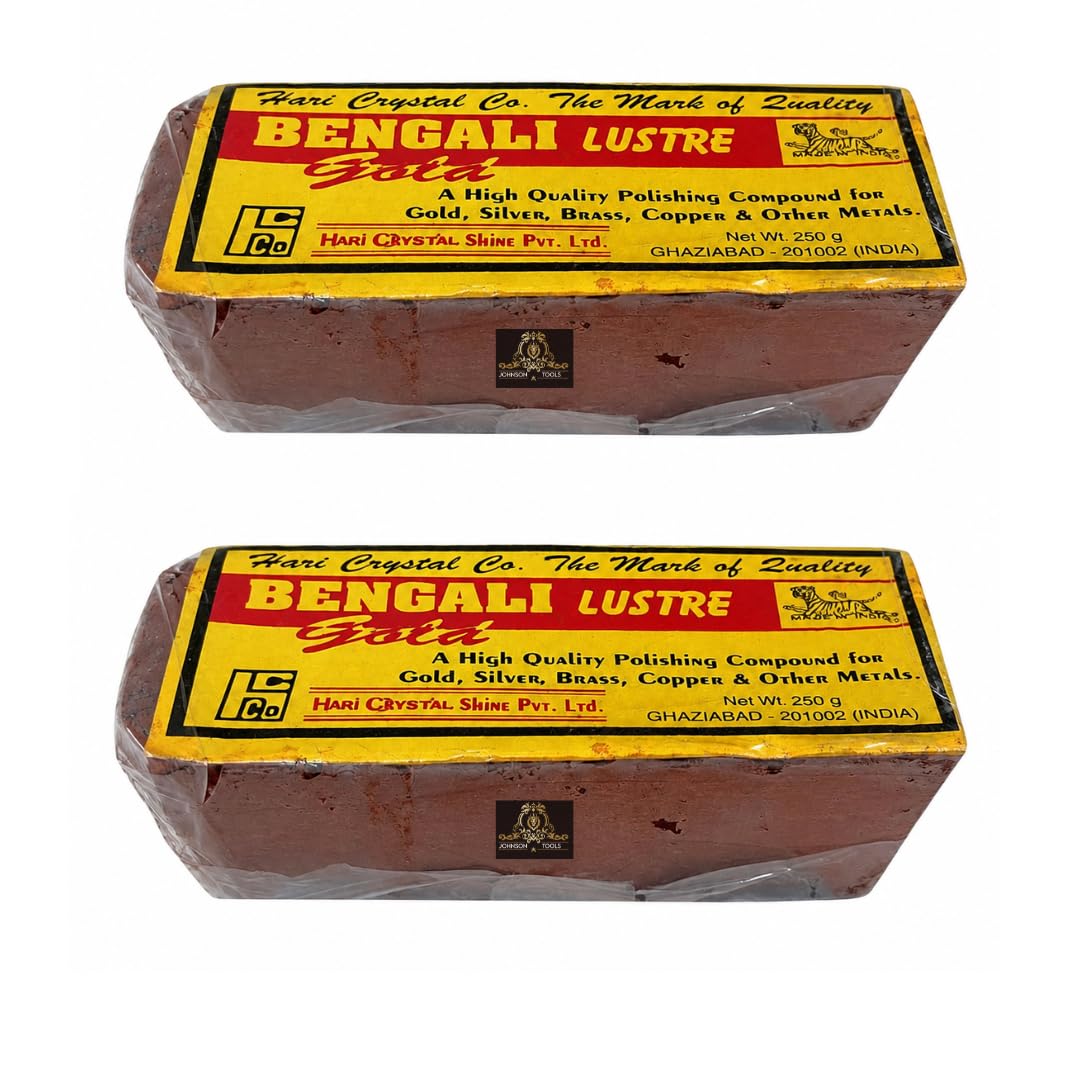 Johnson Tools Metal Polishing Bengali Compound Lustre Bar for Polishing Cleaning Abrasive Finishing Stropping Buffing on Copper, Brass, Silver, Gold, Platinum