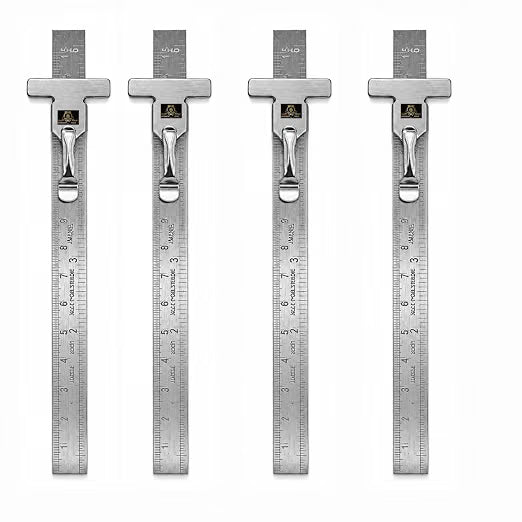 Johnson Tools Stainless Clip Ruler with Detachable Clip For Depth Gauge Metric and English Measurement Works, Size - 6" or 150mm