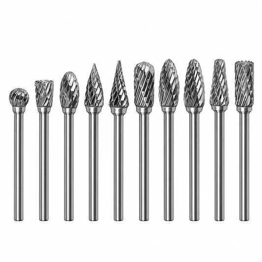 Johnson Tools Carbide Drill Bits/Burs (2.35X2.35mm) for Jewellery Making, Dental Grinding, Carving or Other Multi purpose Works (Set of 10 Bits)