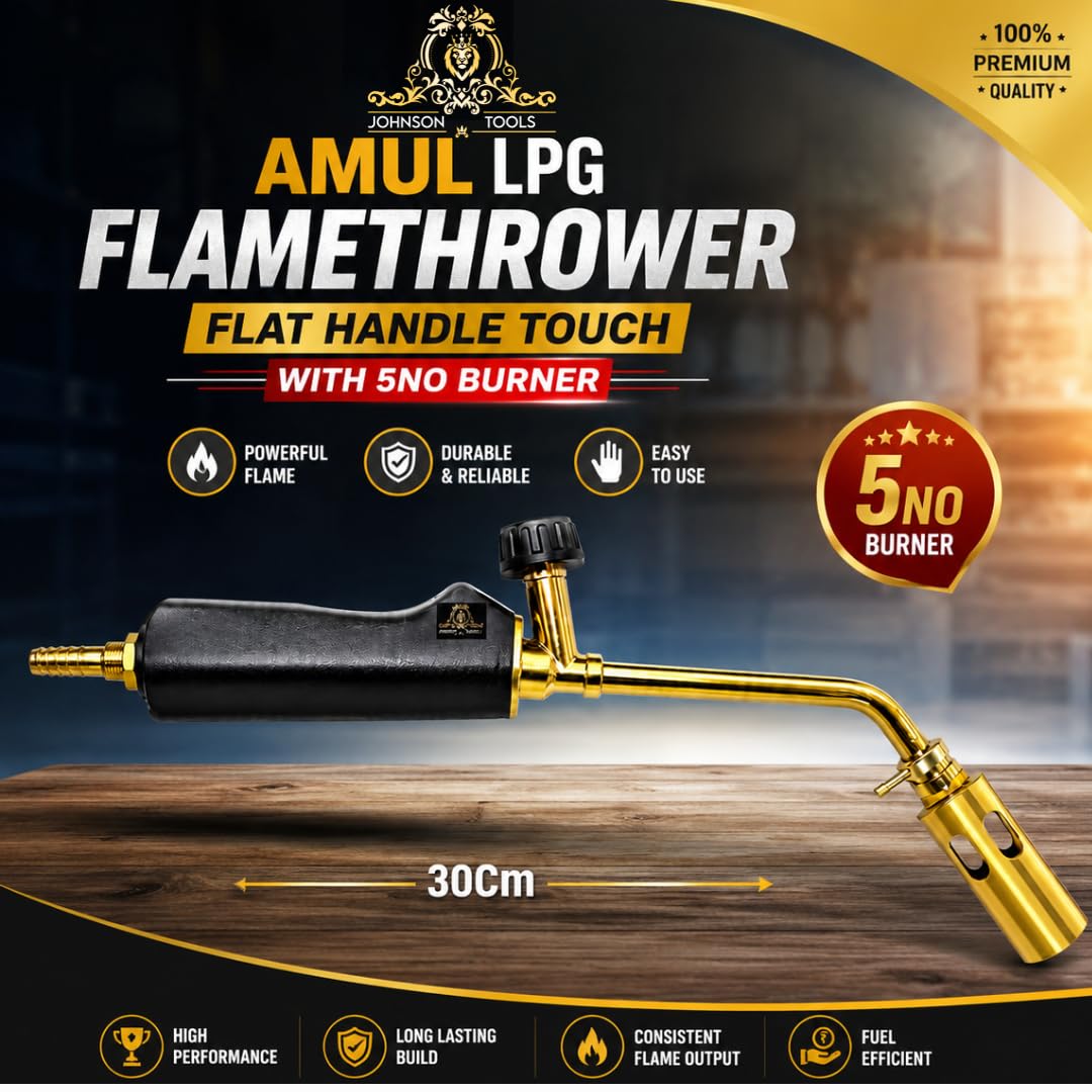 Johnson Tools Amul LPG flamethrower Gun with Size 30cm and Flat Handle (5no Burner)