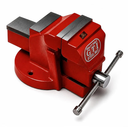 Johnson Tools Bench Vise or Drill Vise of Heavy Structure Cast Iron Fixed Base (Size - 235mm, Color - Red)