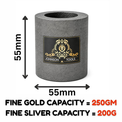 Johnson Tools 55x55mm Carbon Crucible for Casting, Melting, Refining Gold, Silver, Copper, Aluminium, Brass