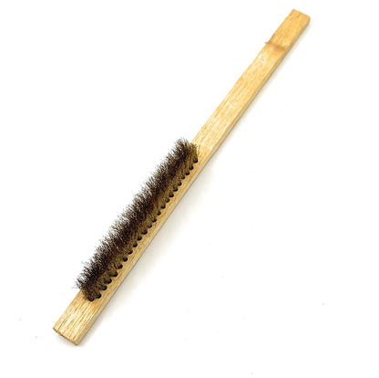 Johnson Tools 3 Line Brass Wire Brush With Wooden Handle Scratch Brush Professional Approx 10" 6 Pcs Set (Brushing Size Approx 3.8'') Multipurpose for Cleaning, Polishing, Jewellery Cleaning, Rust Removal, Etc