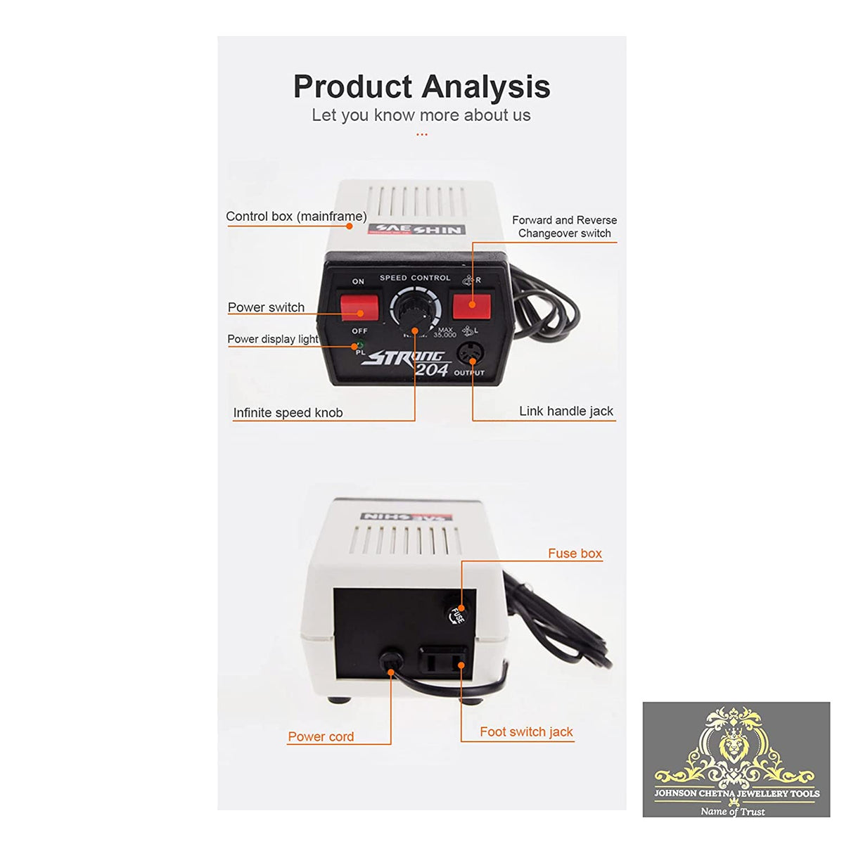 Johnson Tools Saeshin Dental Strong 204 Micro Motor 102l Polishing Handpiece 220v Wb Provided
