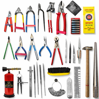 Johnson Tools Complete Set of Jewellery Making Tools/Jewellery Making Basic Tools set For Goldsmith (Multicolor, Count-25 Pieces), Iron,Iron, Metal