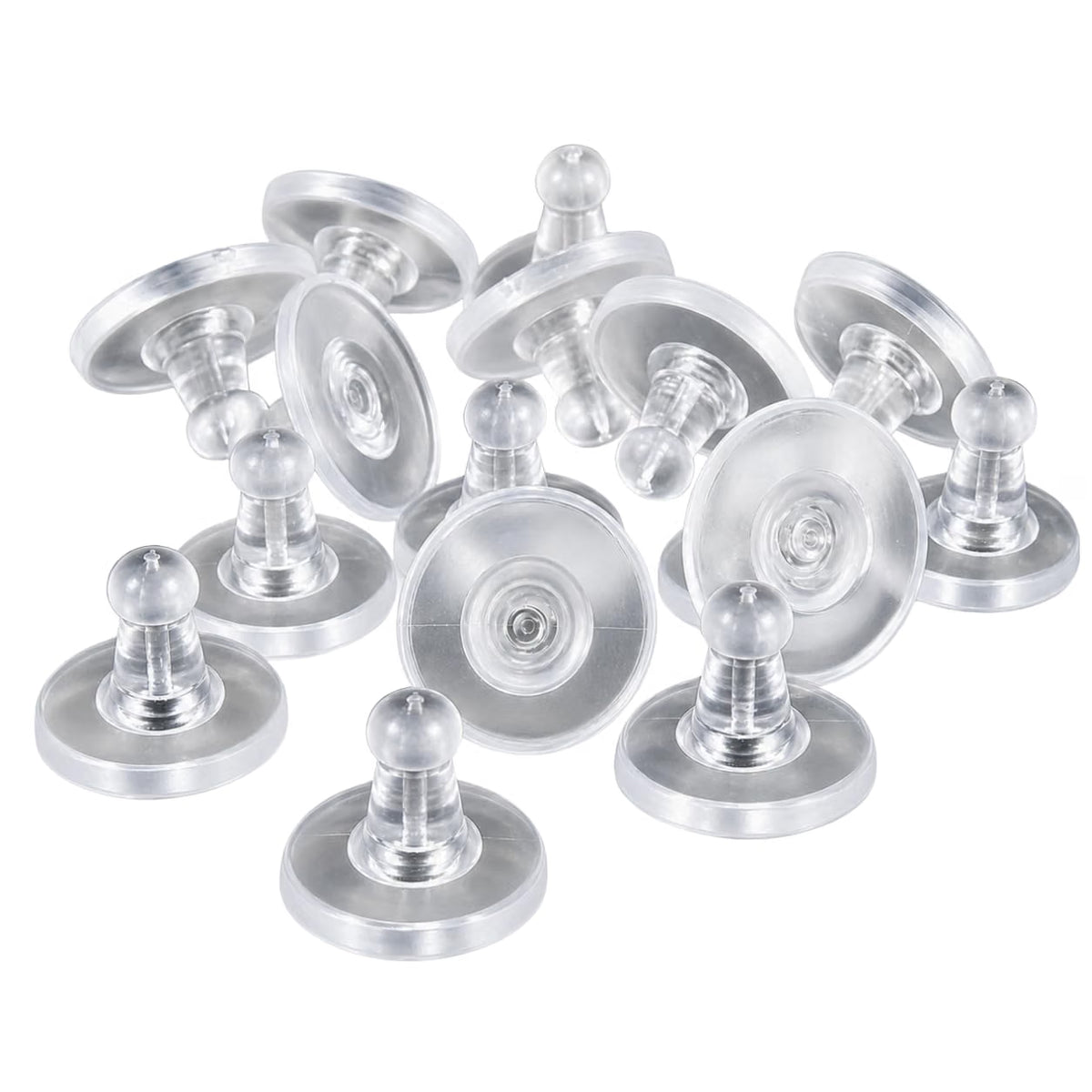 Johnson Tools Clear Bluish Silicone Bullet Clutch Push Botton - Soft Stud Back Stoppers for Gold and Silver Earrings (200 Pcs)