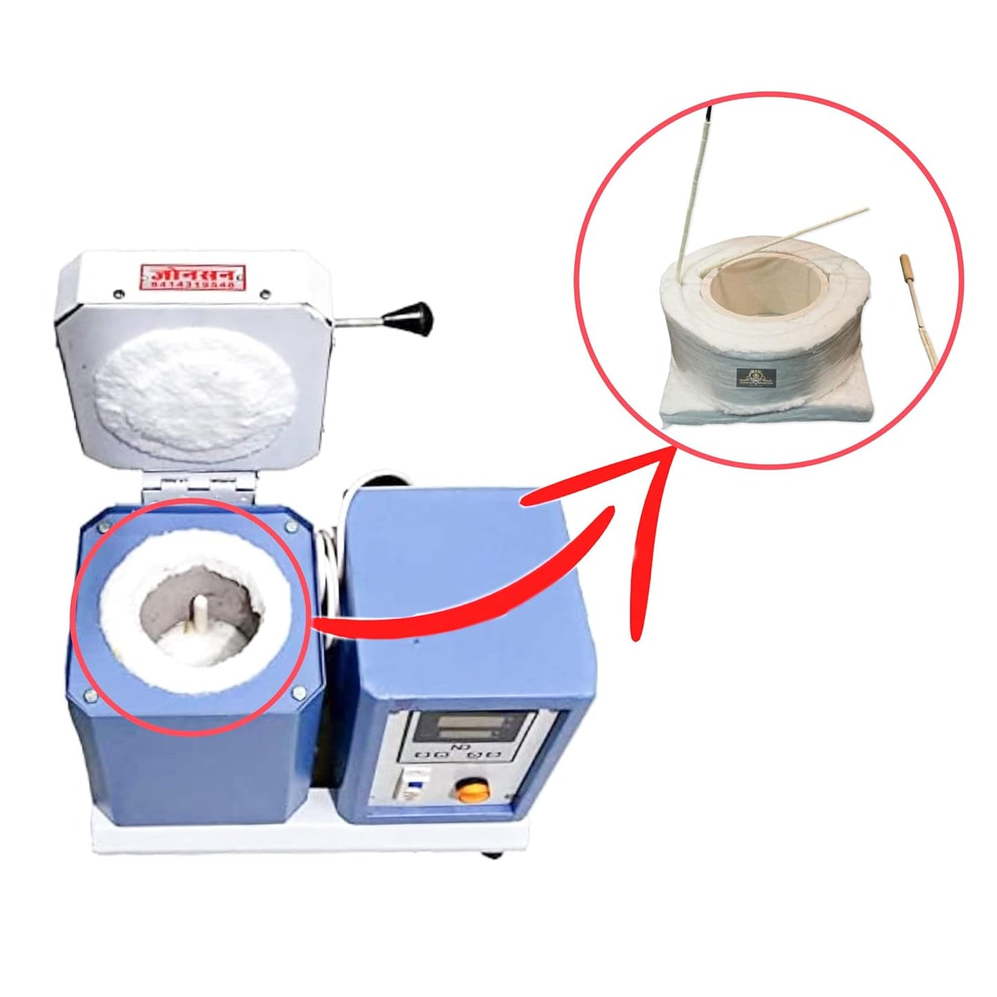 JOHNSON TOOLS Cotton Heating Element Muffle Coil With Sensor For Melting Furnace 1Kg Capacity [Compatible With Imported Furnaces Also], White