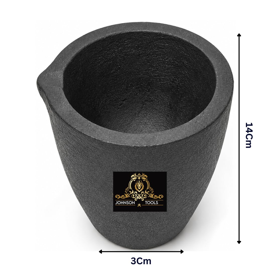 Johnson Tools Clay Graphite Crucible Pot 3no (4kg Capacity) for High Temperature Melting, Casting Refining Gold, Silver, Copper, Brass and Aluminium Metal - Electric or Gas Furnace