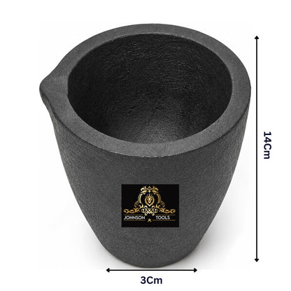 Johnson Tools Clay Graphite Crucible Pot 3no (4kg Capacity) for High Temperature Melting, Casting Refining Gold, Silver, Copper, Brass and Aluminium Metal - Electric or Gas Furnace