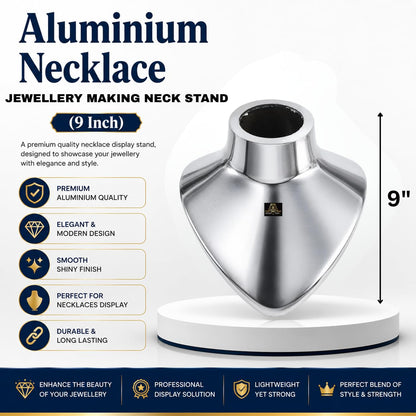 Johnson Tools Aluminium Necklace Display Neck Stand (9 Inch) for Gold, Silver Jewellery Making, Jodha Har Shaping, Designing and Repair Tool