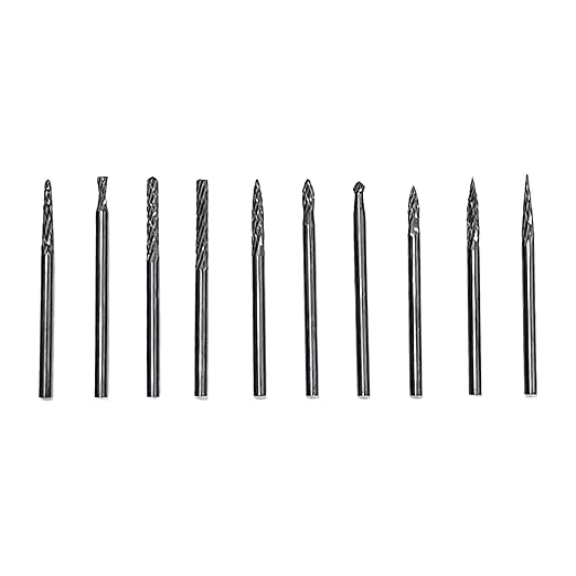 Johnson Tools Carbide Drill Bits/Burs (2.35X2.35mm) for Jewellery Making, Dental Grinding, Carving or Other Multi purpose Works (Set of 10 Bits)