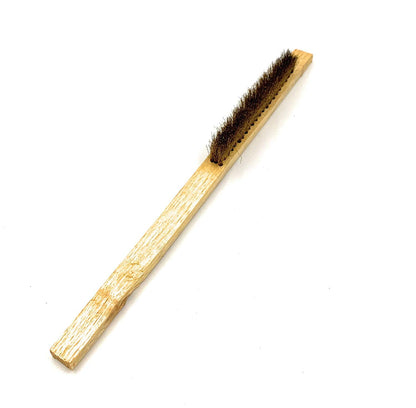 Johnson Tools 3 Line Brass Wire Brush With Wooden Handle Scratch Brush Professional Approx 10" 6 Pcs Set (Brushing Size Approx 3.8'') Multipurpose for Cleaning, Polishing, Jewellery Cleaning, Rust Removal, Etc