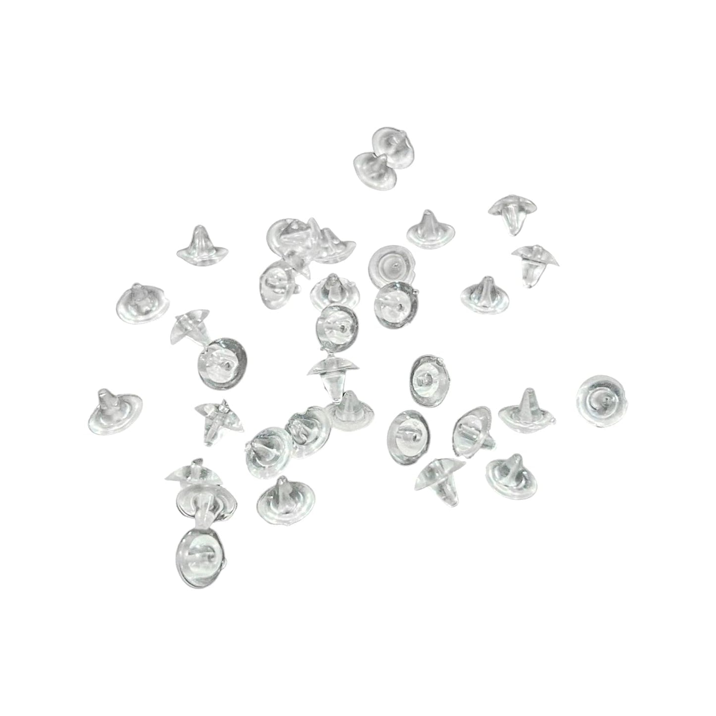 Johnson Tools 200 Pieces of Clear Small Silicone Bullet Back Stoppers/Push Buttons/Findings Stud Earring Plugs for Gold, Silver and Artificial Earrings