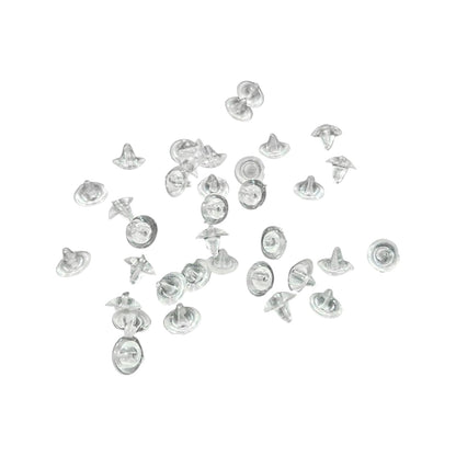 Johnson Tools 200 Pieces of Clear Small Silicone Bullet Back Stoppers/Push Buttons/Findings Stud Earring Plugs for Gold, Silver and Artificial Earrings
