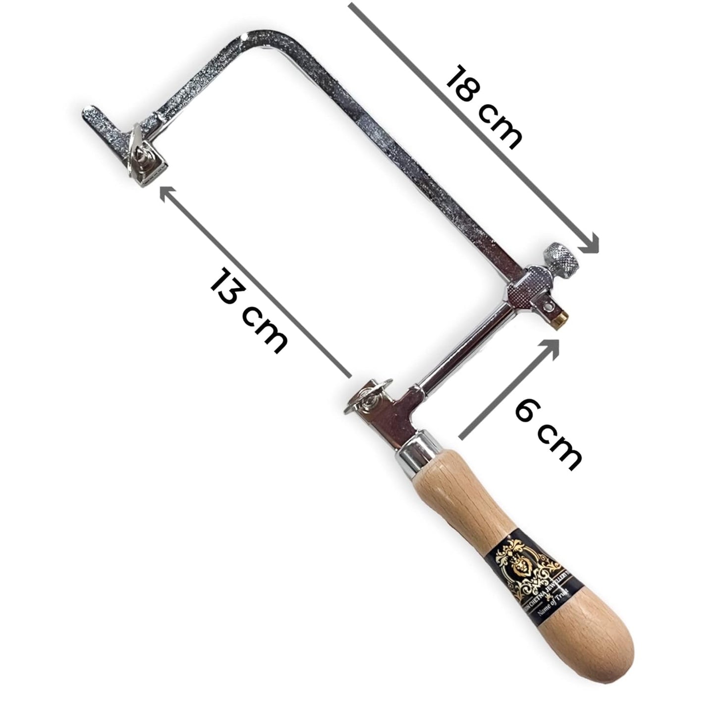 Johnson Tools Chrome Adjustable Coping Hand Saw with 120 Piece Blades For Gold and Silver and Other Art n Craft Use (75mm Inner Height)