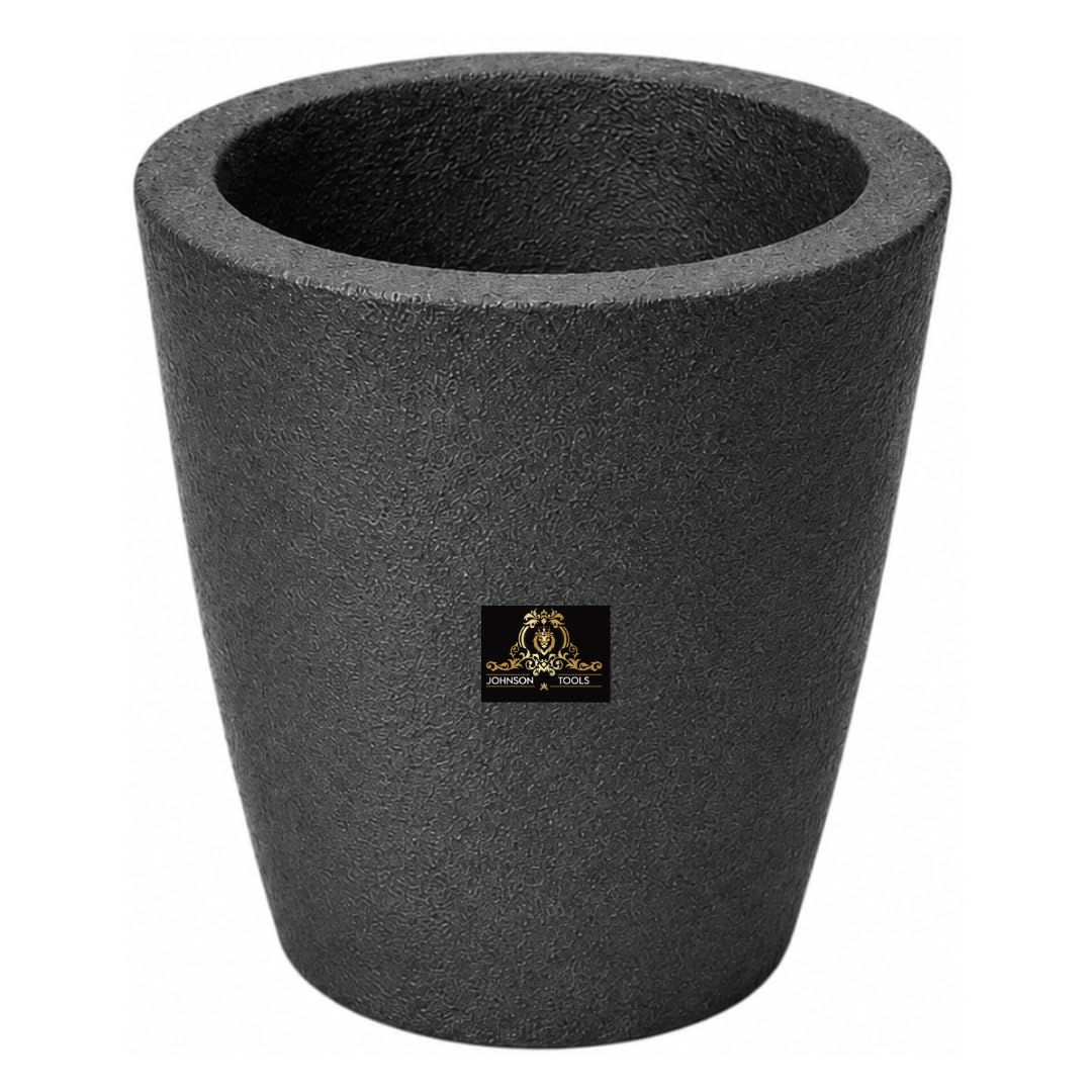 Johnson Tools Clay Graphite Crucible Pot 4no (5.5 to 6kg Capacity) for High Temperature Melting, Casting Refining Gold, Silver, Copper, Brass and Aluminium Metal - Electric or Gas Furnace