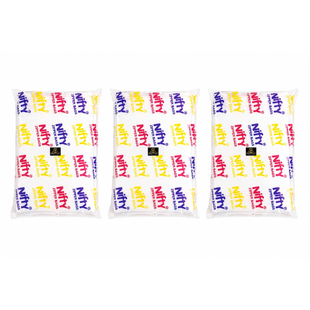 Johnson Tools Nifty 51+ Micron Transparent Zip Lock Bags 3x4 Inch Pack of 300 Reusable Plastic Storage Pouches for Beads Jewellery Parts and Small Items
