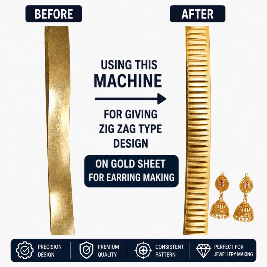 Johnson Tools Lahriya Zigzag Roller Machine (50 Teeth) – Jewellery Pattern Making Tool for Gold, Silver, Copper and Soft Metals, Goldsmith Workshop Tools