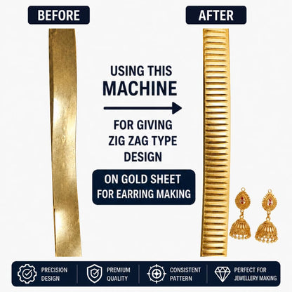 Johnson Tools Lahriya Zigzag Roller Machine (50 Teeth) – Jewellery Pattern Making Tool for Gold, Silver, Copper and Soft Metals, Goldsmith Workshop Tools