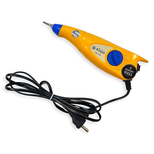 Johnson Tools Kinjal 230 Volts Handy Electric Engraving Pen ABS Plastic Machine with 9 Step Stoke Vibration Adjustment (Color-Yellow)