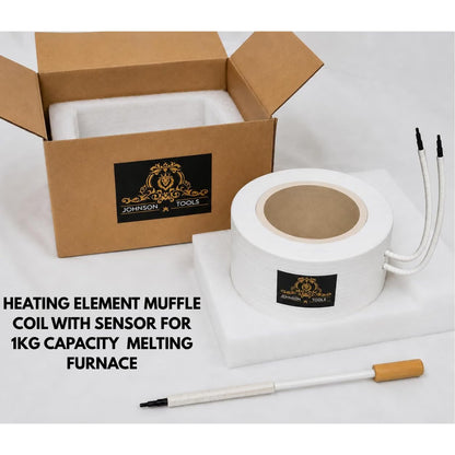 Johnson Tools Cotton Heating Element Muffle Coil With Sensor For Melting Furnace 1Kg Capacity [Compatible With Imported Furnaces Also], White