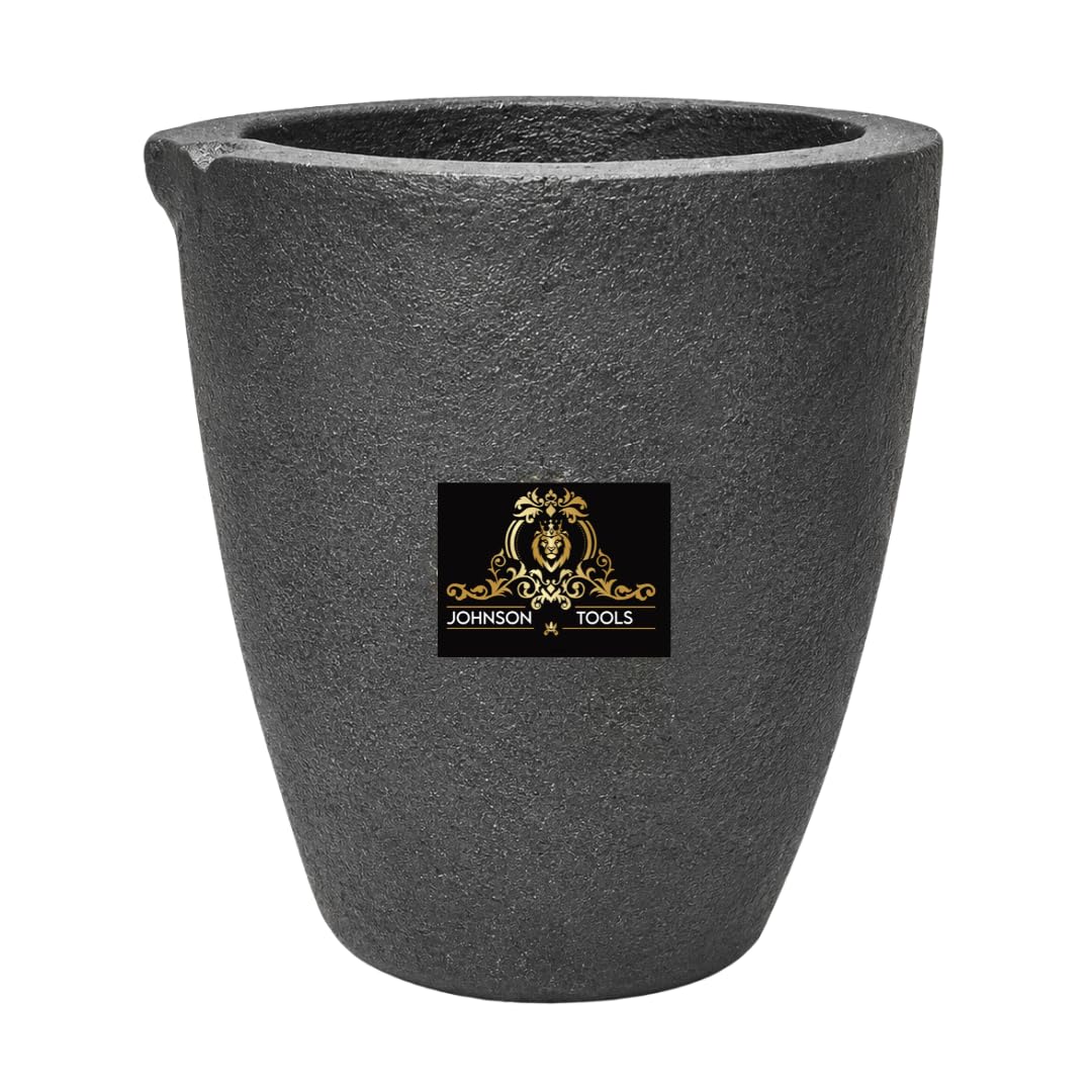 Johnson Tools Clay Graphite Crucible Pot 3no (4kg Capacity) for High Temperature Melting, Casting Refining Gold, Silver, Copper, Brass and Aluminium Metal - Electric or Gas Furnace