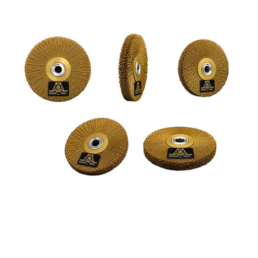 Johnson Tools Round Brass Brush For Jewellery Polisher Motor Buff Machine (Color-Brass, Pack of 6 pcs)