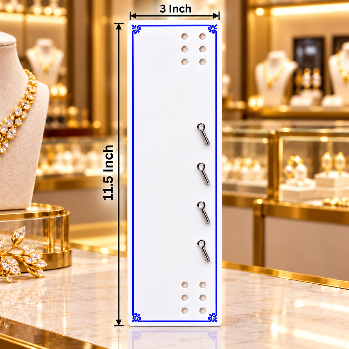 Johnson Tools C2P White PVC Jewellery Packing Card with double Stick Zippe and Aluminium Clips for Payal Packaging (3 × 11.5 Inch)