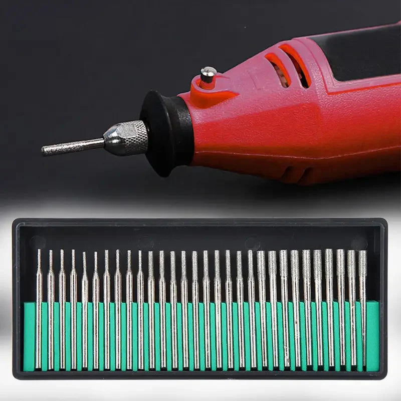 Johnson Tools 30pc Diamond Bits Set in 2.35mm Shank for Jewellery Making, Art & Craft, Wood Designing