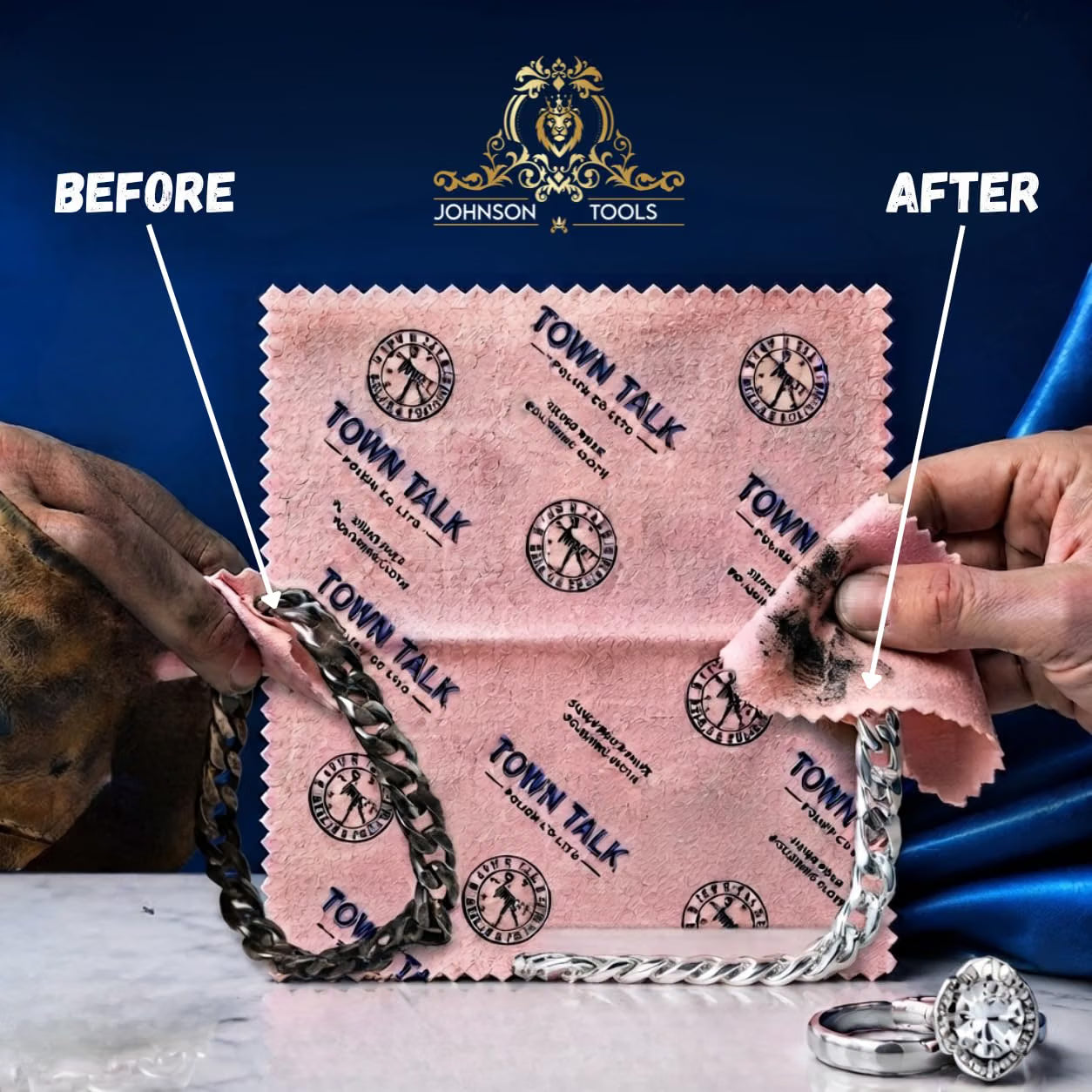 Johnson Tools Silver Polishing Cloth (Town Talk) with Anti-Tarnish Protection (Size 12.5X17.5 cm)