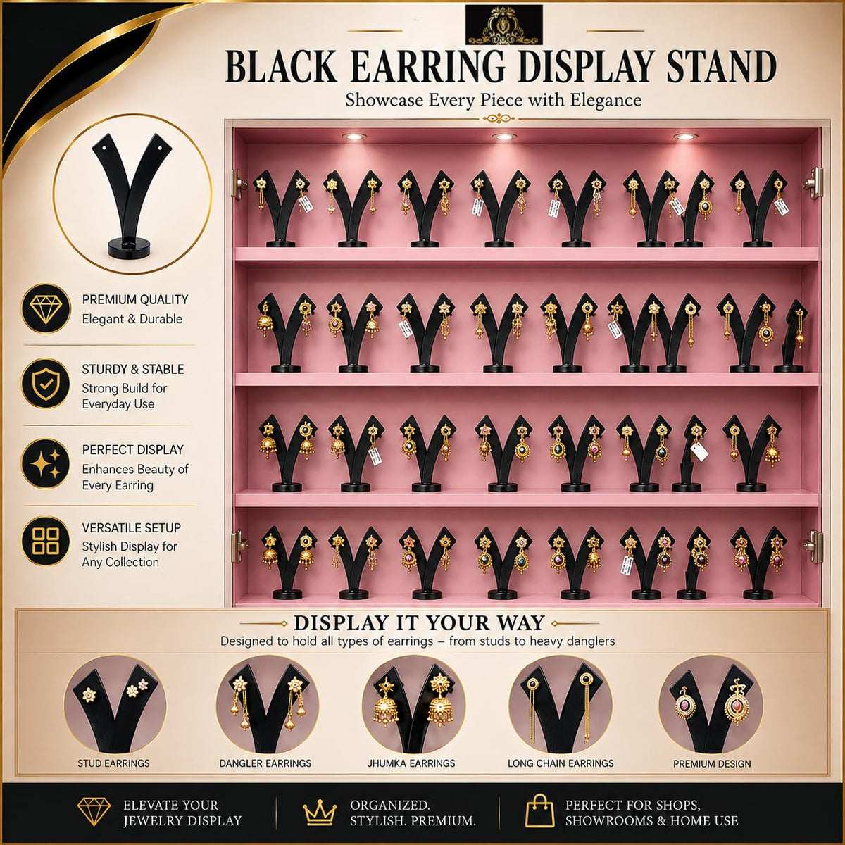 Johnson Tools Plastic Earring Stand Holder For Showcasing Ear-ring Jewelry