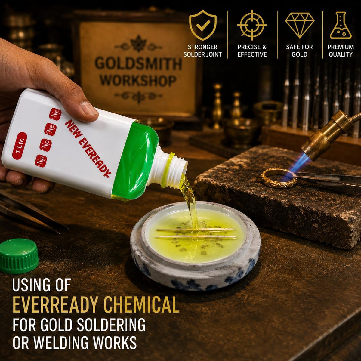 Johnson Tools Eveready Gold Soldering or Welding Liquid Chemical Liquid Borax Water Flux Water (1L)