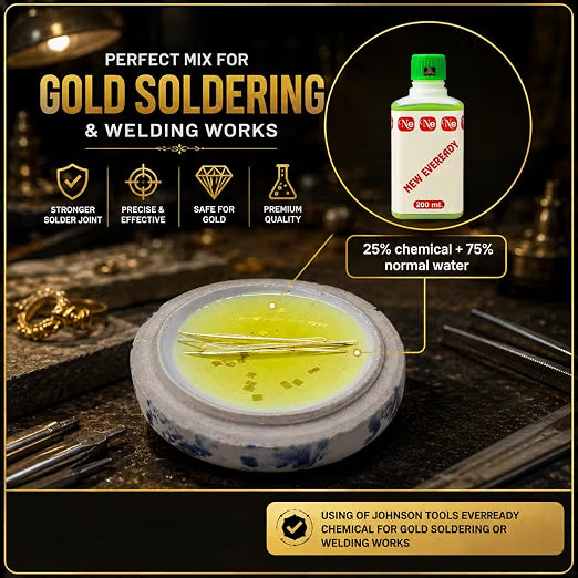 Johnson Tools Eveready Gold Soldering or Welding Liquid Chemical Liquid Borax Water Flux Water (200Ml)