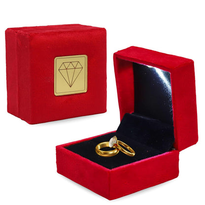 Johnson Tools Premium Ring Velvet Box (Red) with Automatic Lights for Gold and Silver Rings (size 3X3 inches)