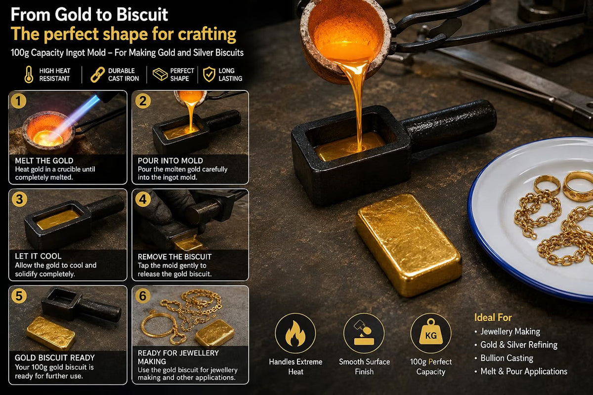 Johnson Tools Iron Biscuit Ingot Mold For Making 100g Gold And Silver Biscuit/Cadbury