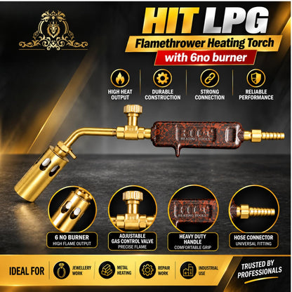 Johnson Tools HIT 30Cm Heavy LPG flamethrower Gun with 6no Burner