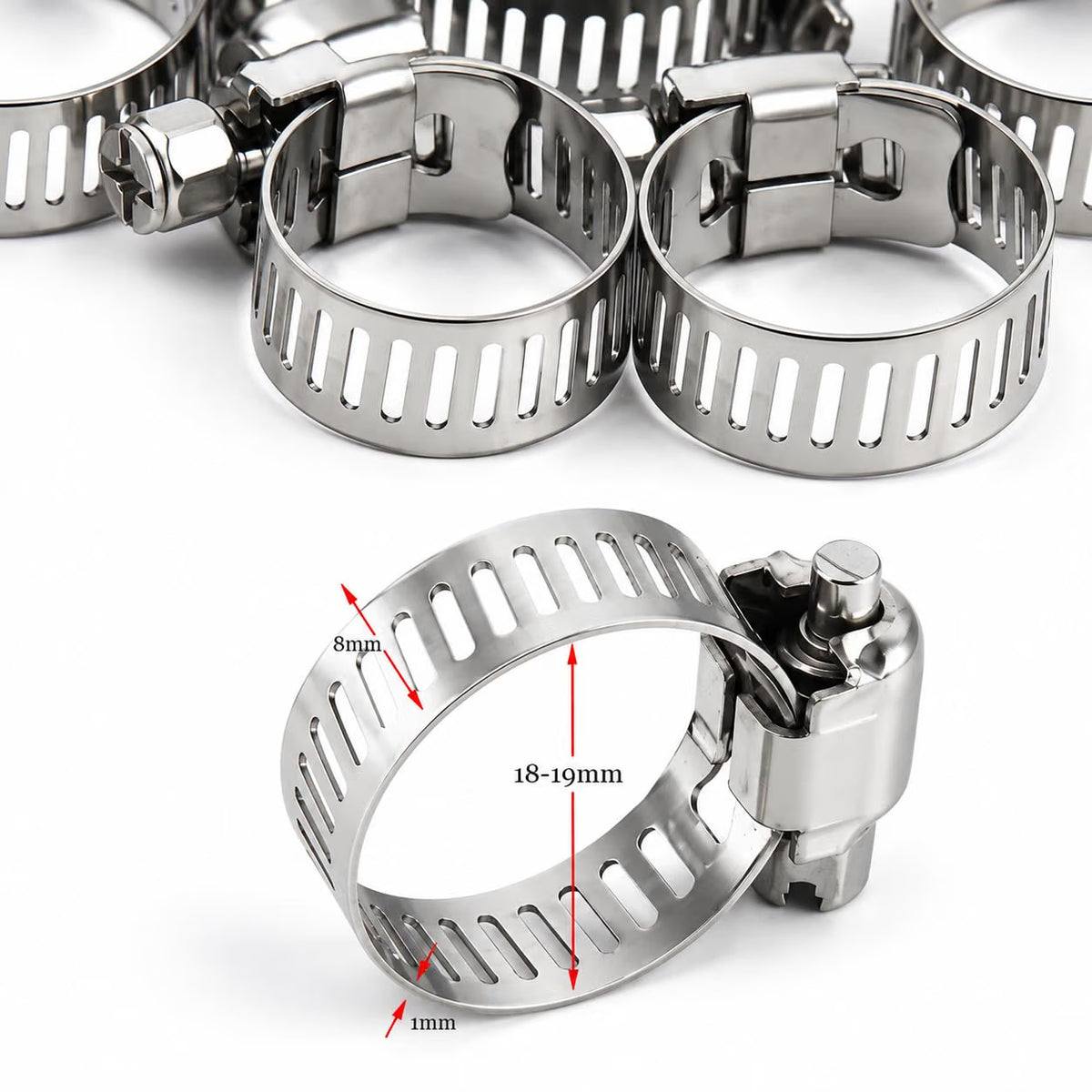Johnson Tools Adjustable Fuel Petrol Pipe Hose Clips Stainless Spring Clamps(Size - 13 to 19 mm)