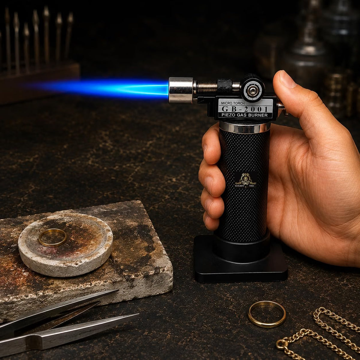 Johnson Tools Portable Gas Micro Torch Gun (refillable) with self ignition switch for gold or silver brazzing, soldering lighter tool (Without Gas) (Lighter)