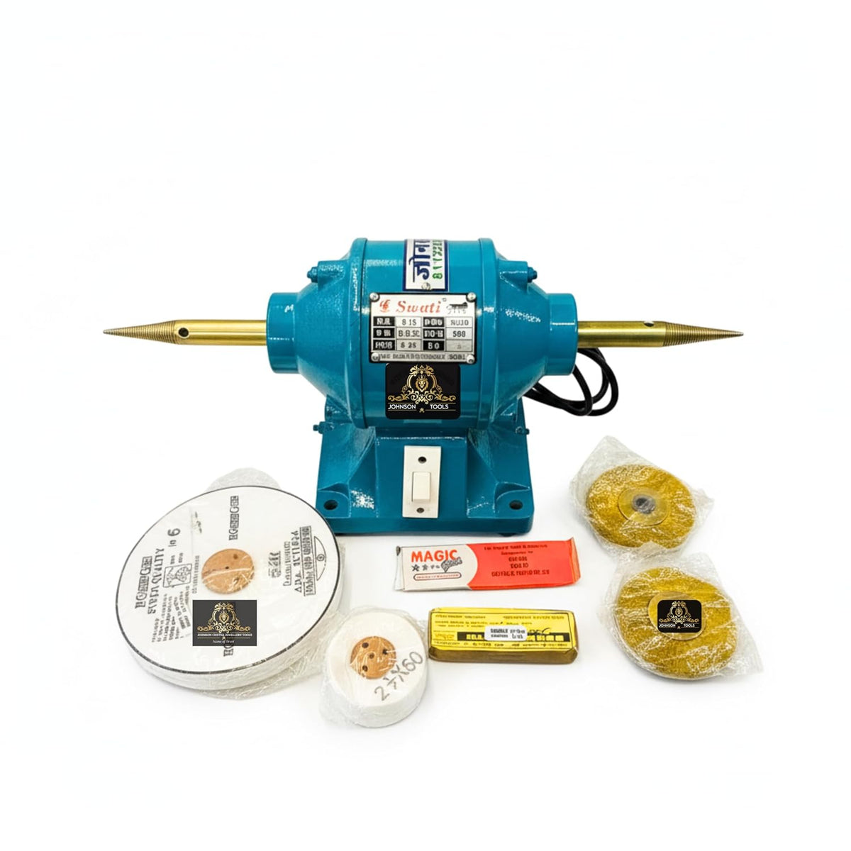 Johnson Tools Polisher Motor Buff Machine/Polish Motor of 0.25 HP for Gold and Silver Jewelry Polishing