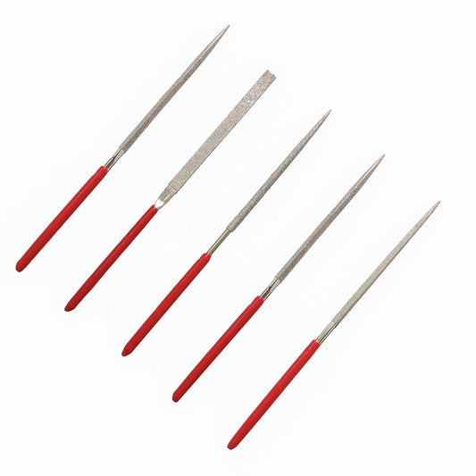 Johnson Tools Needle Mini Diamond File Set for Metal, Glass, Stone, Jewelry, Art and Craft Works (140mm, 5 Pieces)