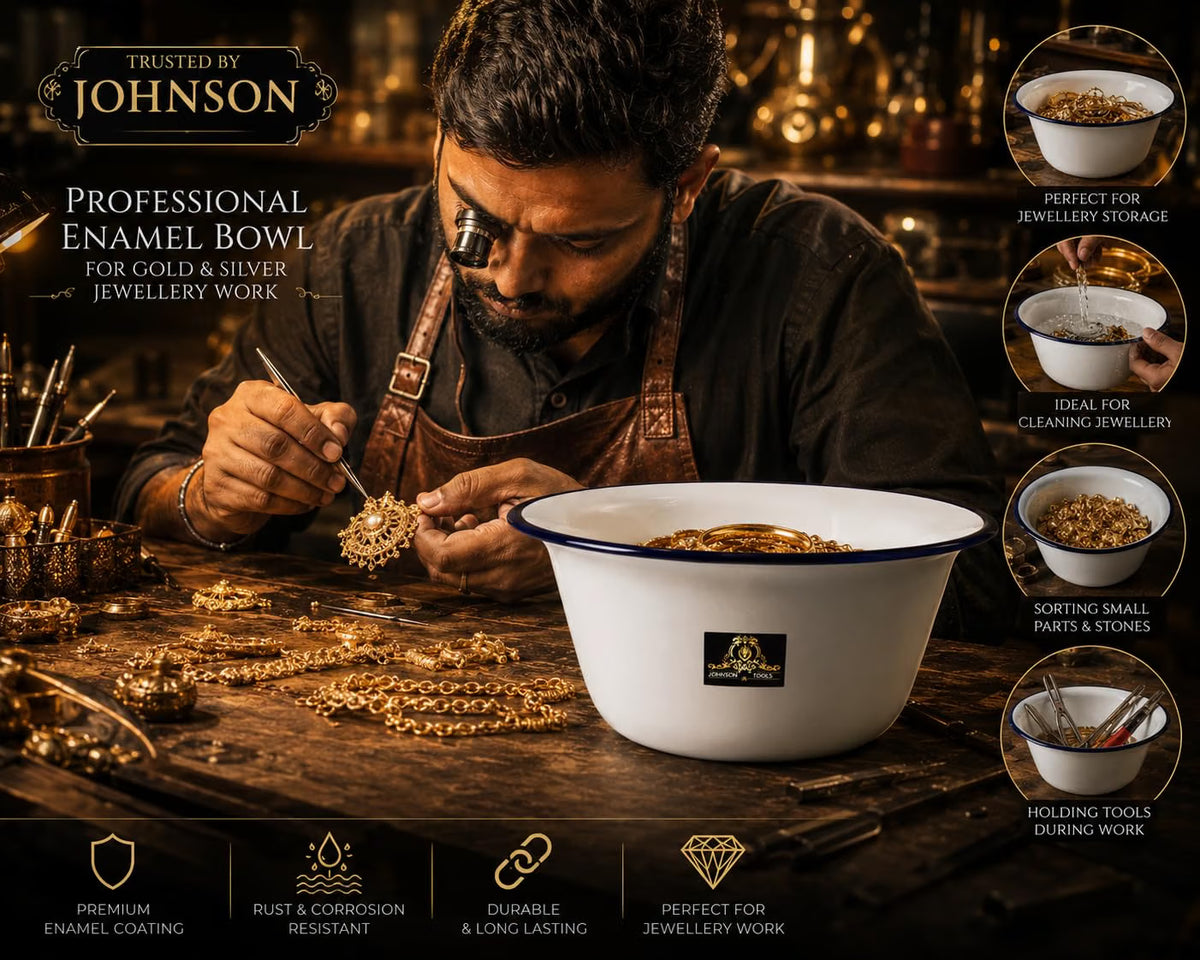 Johnson Tools 25No Enamel Bowl Set - Tam Chini Pyala for Jewellery, Surgical & Kitchen Works - 2L Capacity