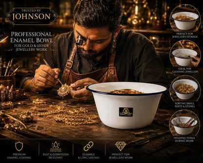 Johnson Tools 25No Enamel Bowl Set - Tam Chini Pyala for Jewellery, Surgical & Kitchen Works - 2L Capacity