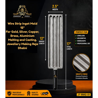 Johnson Tools Sefar Wire Strip Ingot Mold/Dhali reja/Dhalni 6 Sizes for Melting Casting Gold Silver Copper Aluminum Brass (Size - 12")