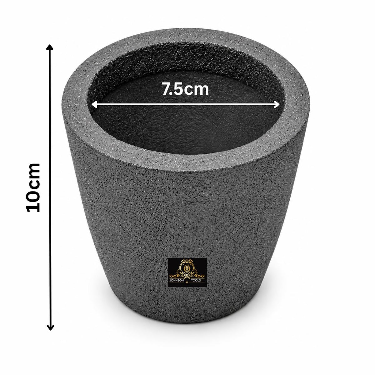 Johnson Tools Clay Graphite Crucible Pot 1.5 Size (2.3kg Approx) for High Temperature Melting, Casting Refining Gold, Silver, Copper, Brass and Aluminium Metal - Electric or Gas Furnace