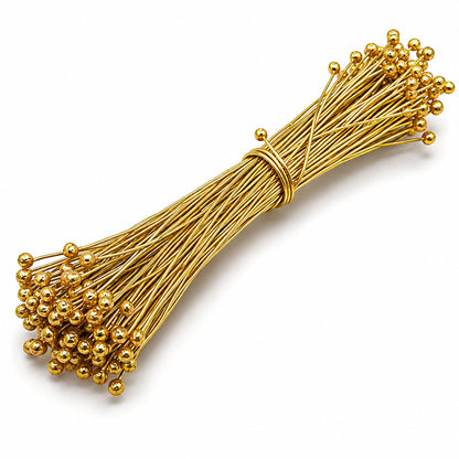 Johnson Tools Round Headed Ball Pins (Brass) for Jewellery Making and Beading