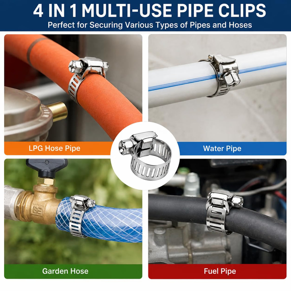 Johnson Tools Adjustable Fuel Petrol Pipe Hose Clips Stainless Spring Clamps(Size - 13 to 19 mm)
