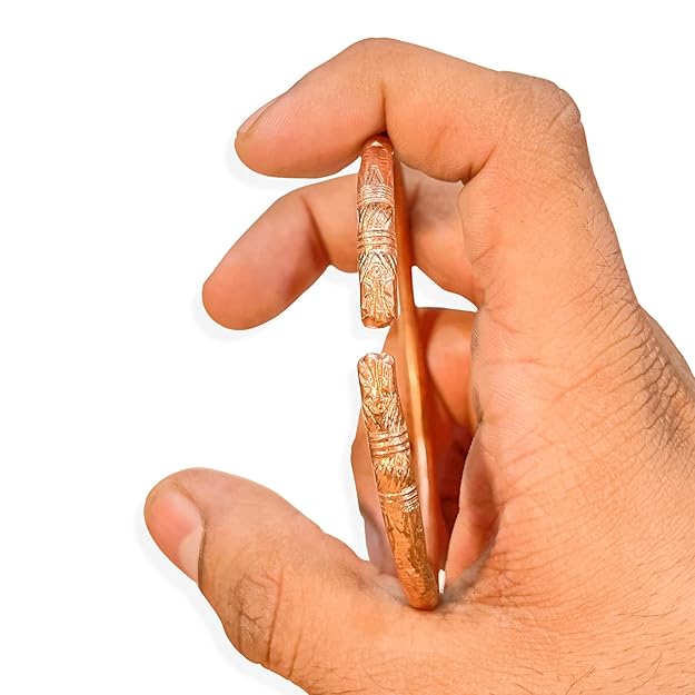 Johnson Tools Rajasthani Design Pure Copper Bangle/Tamba Kada For Men or Women for Astrology Ayurved (3.8mm Thickness)